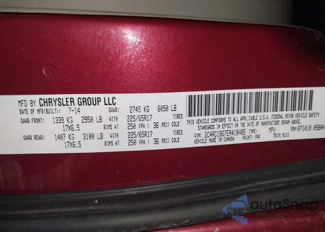 2014 Chrysler Town & Country Touring from USA, damaged, VIN 2C4RC1BG7ER418485